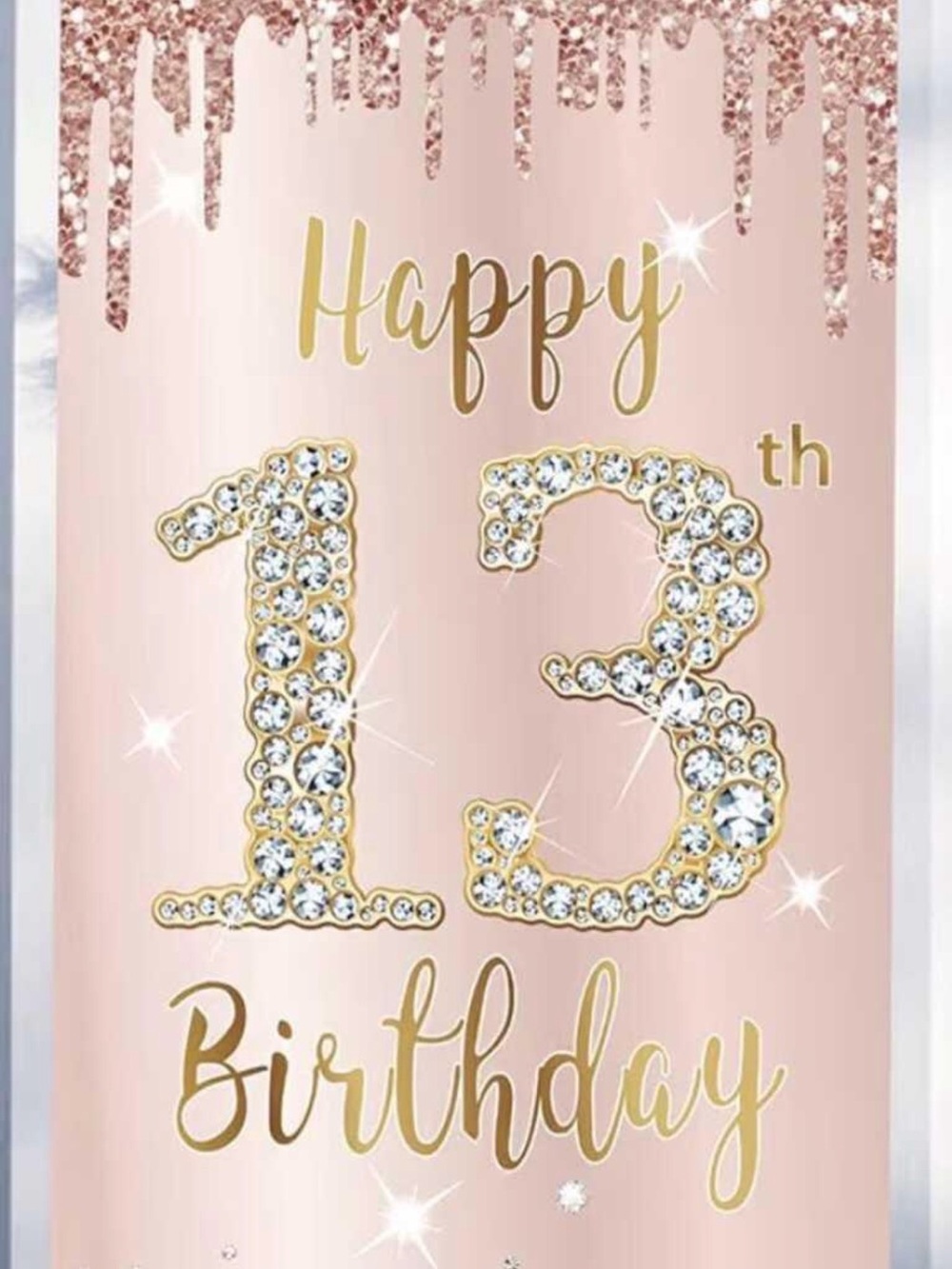 Happy 13th Birthday Rose Gold Decoration Banner